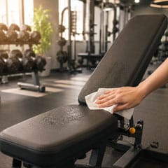 トレーニングマシンに汗の臭い